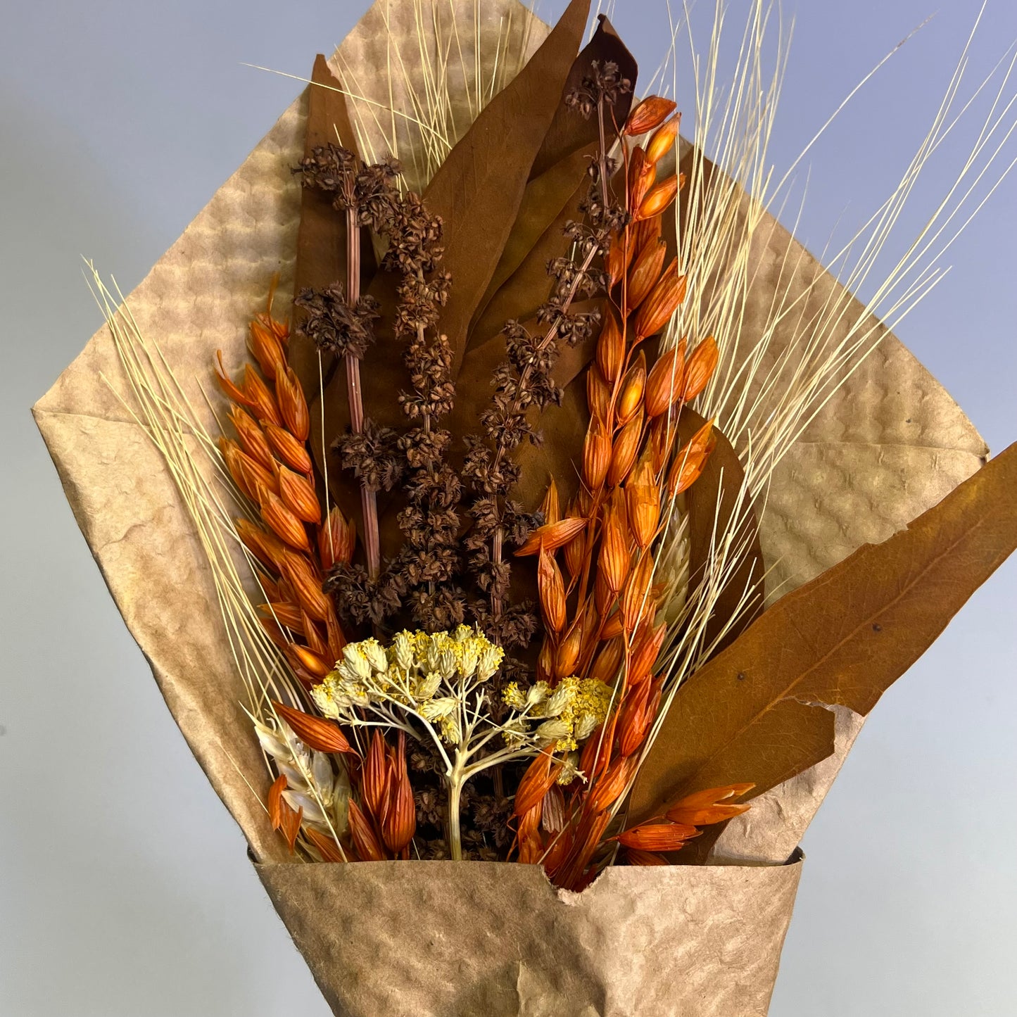 ZA@ ANDALUCA (2 PACK) Floral, Leaves & Wheat Dried Bouquet Medium 13" Orange, Brown & Yellow A