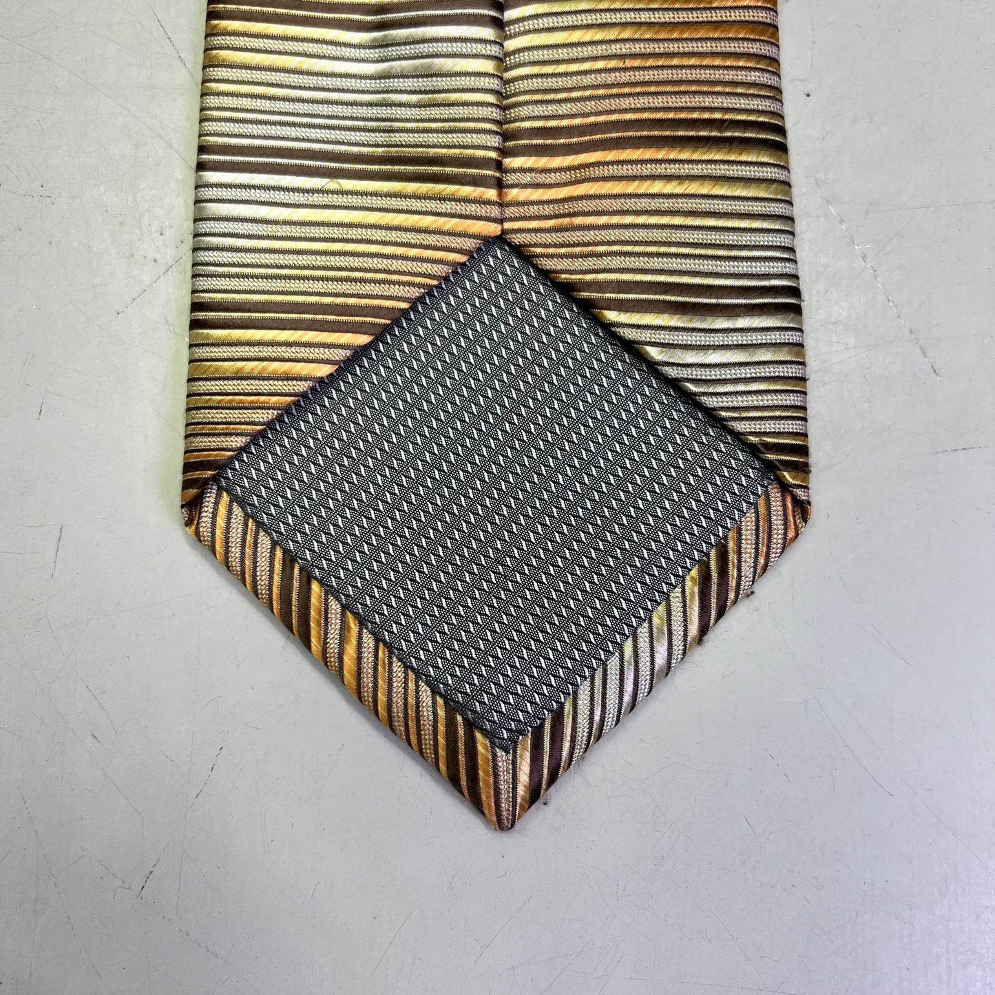 ALEXANDER JULIAN COLOURS Horizontal Design Tie 60" Brown/Orange/Yellow Pre-Owned