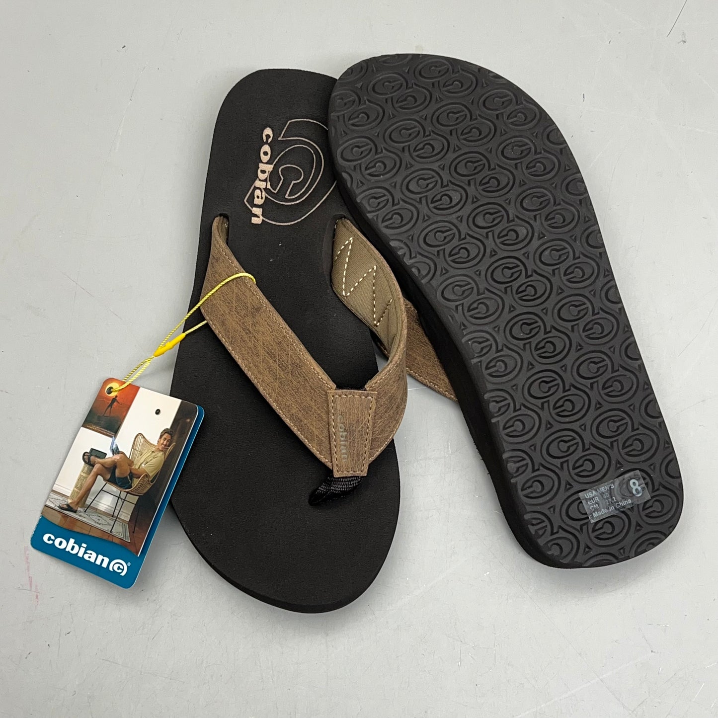 COBIAN Floater Sandals Synthetic Strap Men's Sz 8, EU 40 Mocha FLT18-203-8