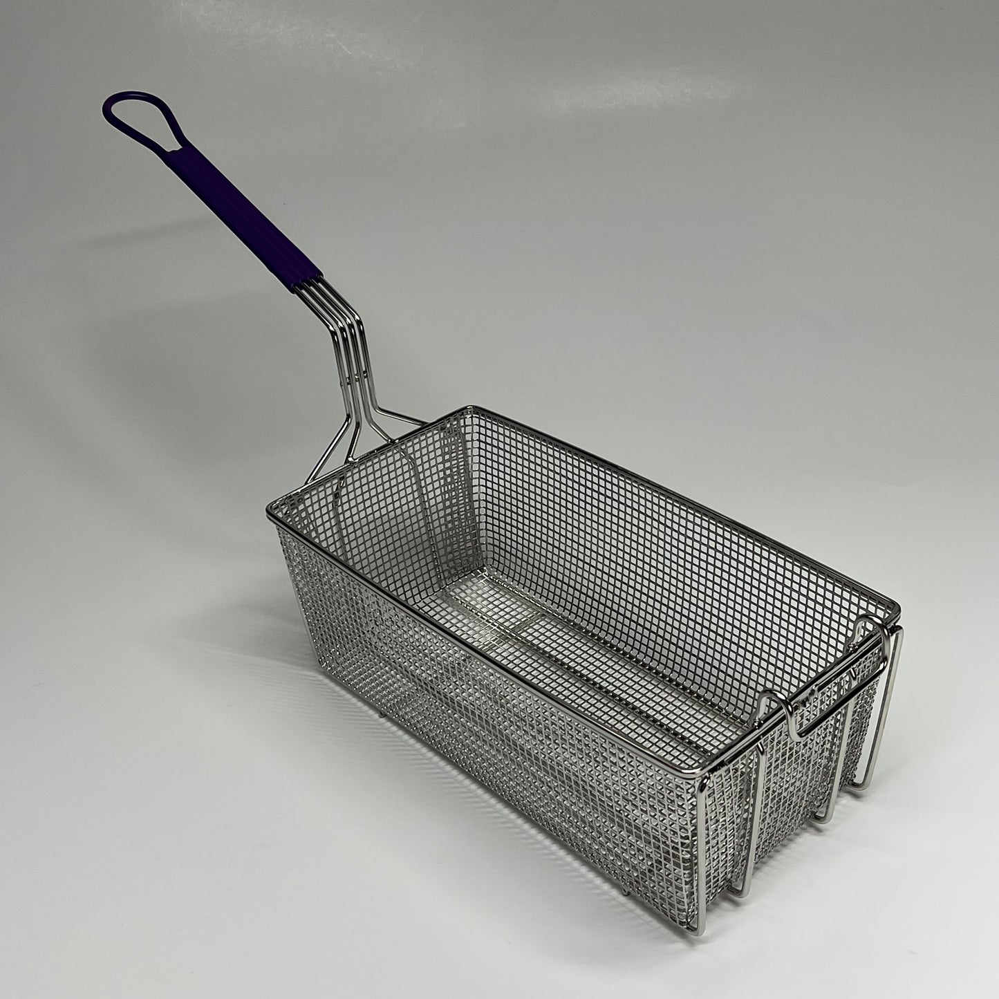 ZA@ TWENTY FOUR 7 GLOBAL SOLUTIONS  (2 PACK) Rectangle Fry Basket W/ Silicone Handle  15.5"x8.215"x5.75" Chrome/Purple 4054
