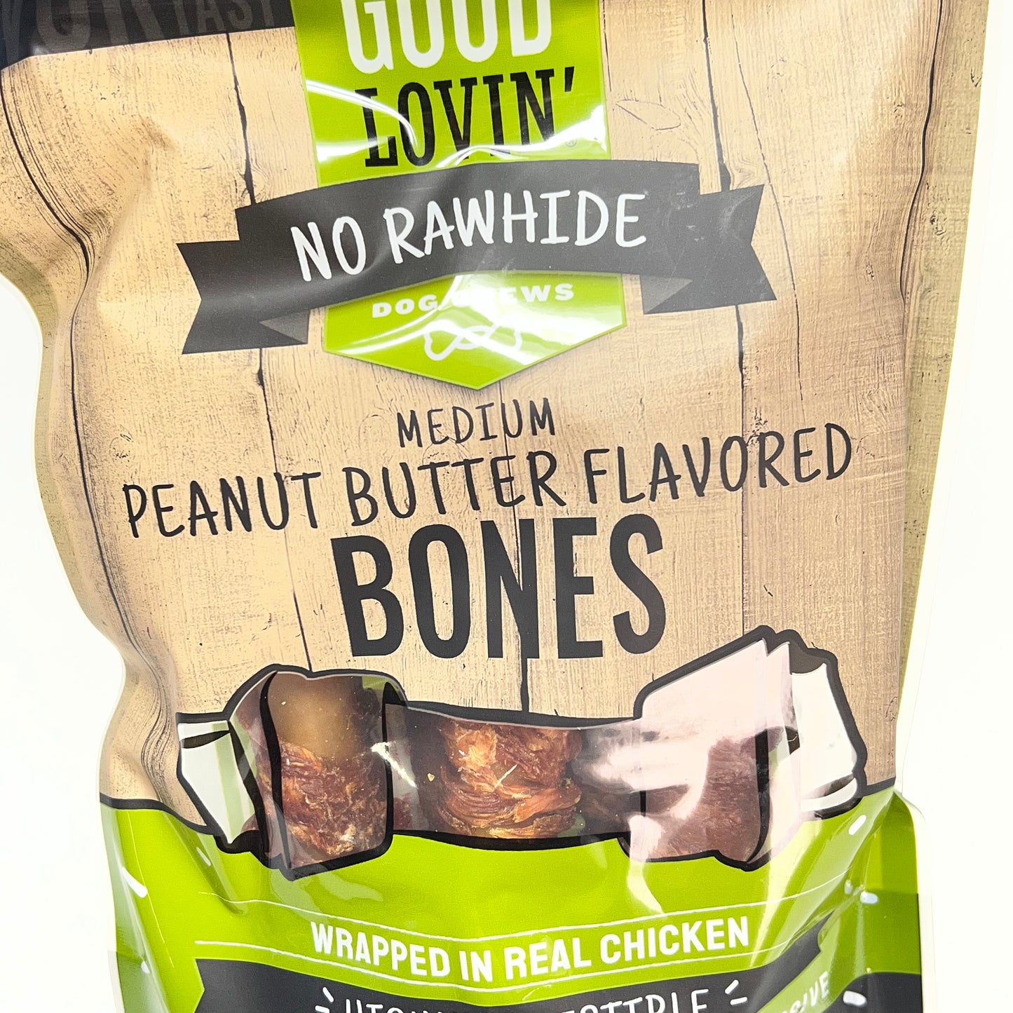 GOOD LOVIN (2 PACK) No Rawhide Medium Peanut Butter Flavor Bones 15.8oz BB 03/28
