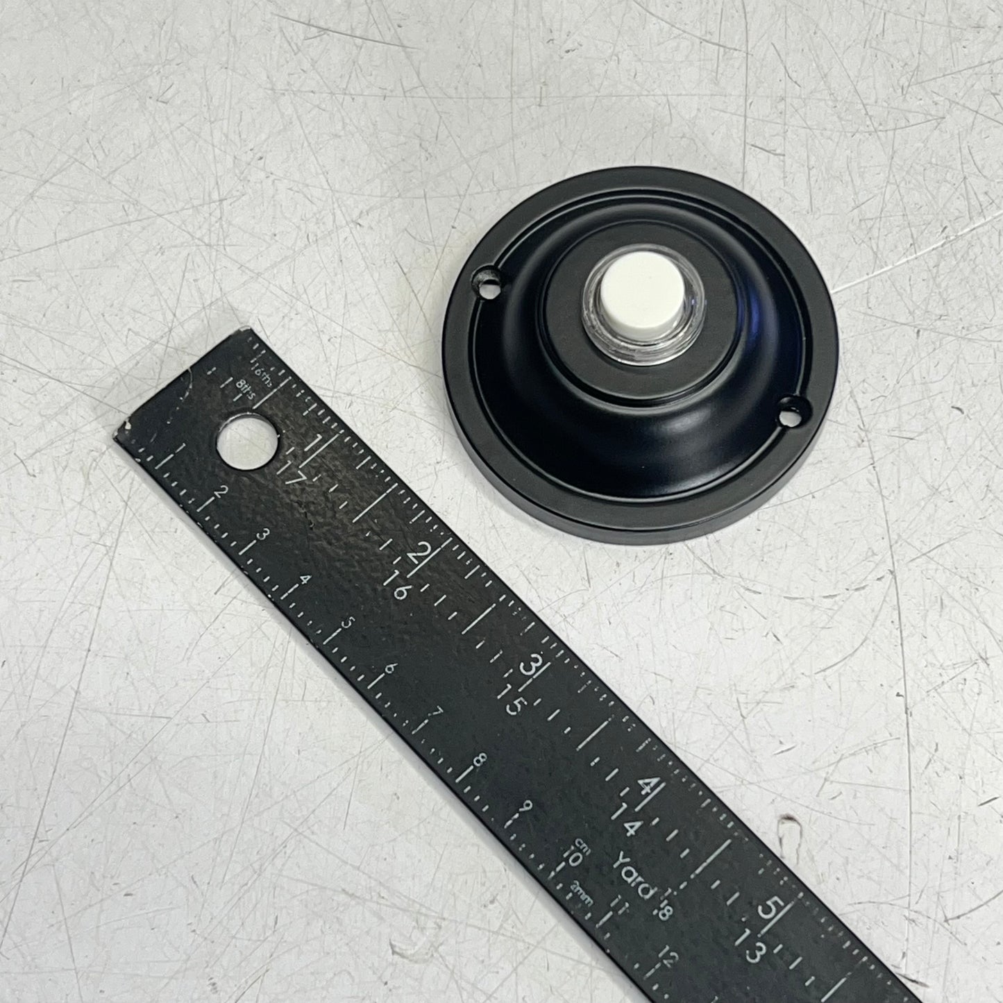 QUORUM Main Street Round Door Chime Button Old World Matte Black 7-304-95