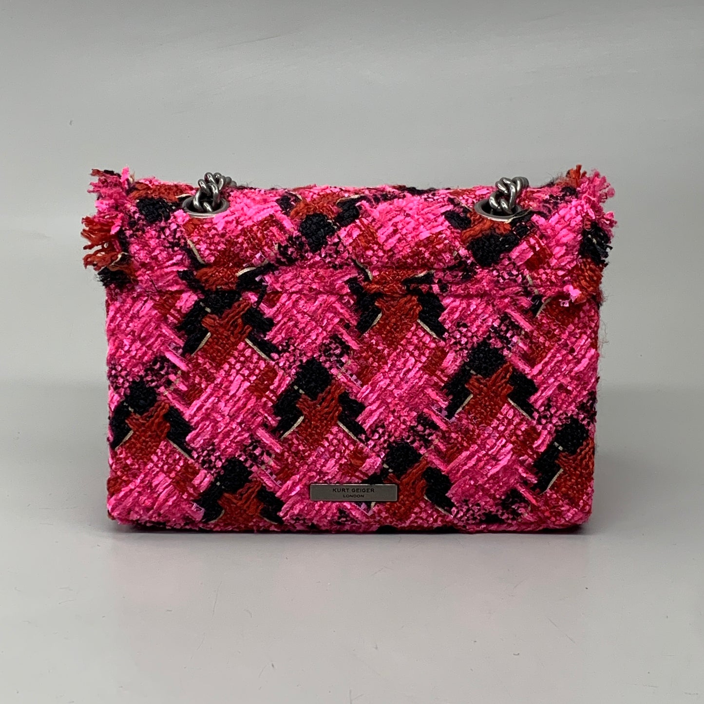 KURT GEIGER Tweed Kensington Fabric Day Bag 10.5" x 8.5" Pink 3614598609 New