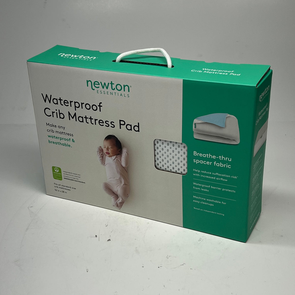 NEWTON  Waterproof Crib Mattress Pad Fits All Standard Sz 52" x 28" White BO52A