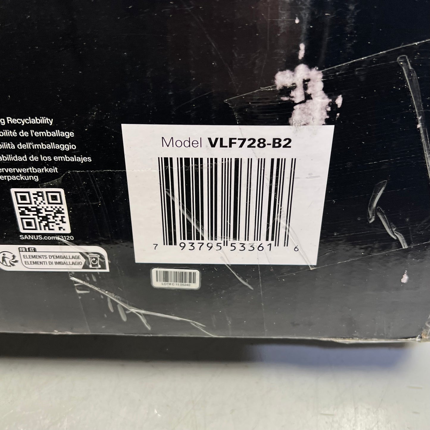 SANUS Heavy Gauge Steel Full Motion TV Mount Low Profile 42"-90" Black VLF728