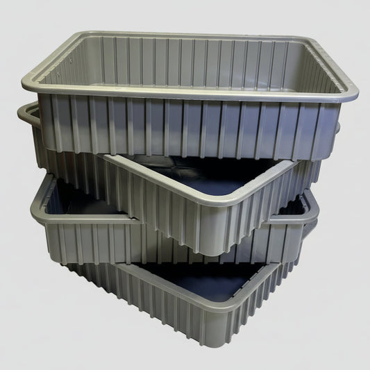 ZA@ LEWIS BINS (4 PACK) Polyethylene Divider Box Slide In  22"x17"x4.5" Grey DC3050
