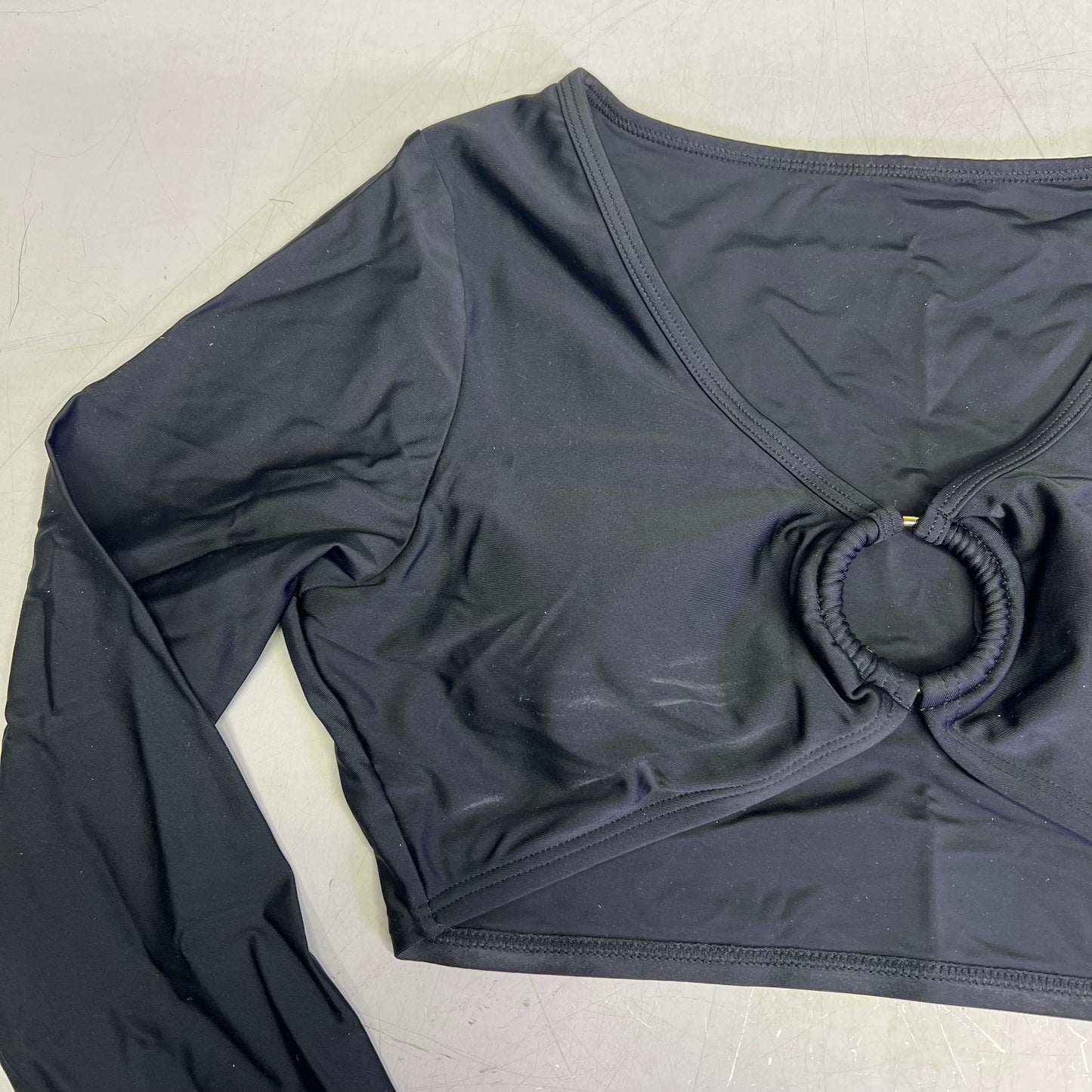 CHARMO Long Sleeve Top High Waist Bottoms Bikini Set Women's Sz S Black