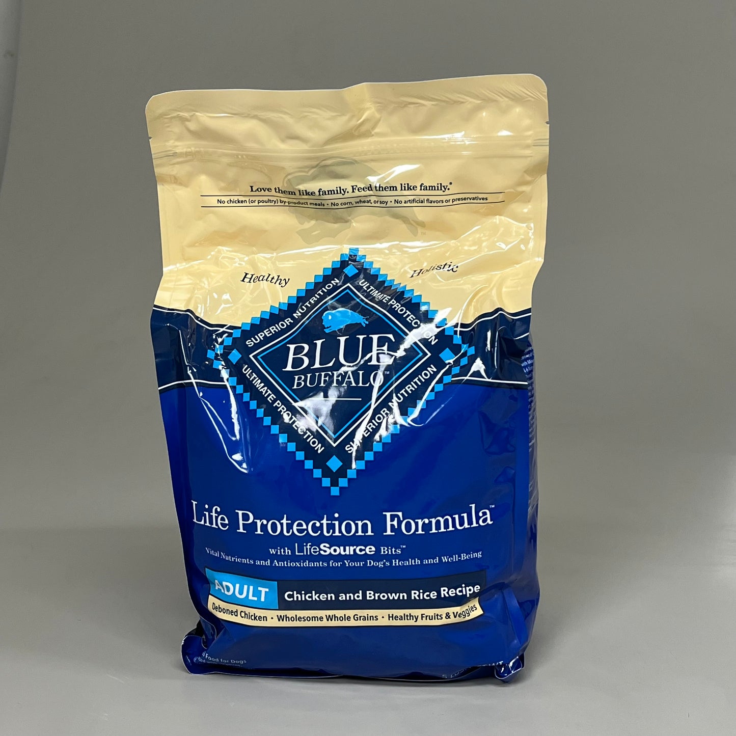 BLUE BUFFALO (3 PACK!) Chicken and Brown Rice Recipe Adult Dog Food 5lbs BB: 07/13/2025