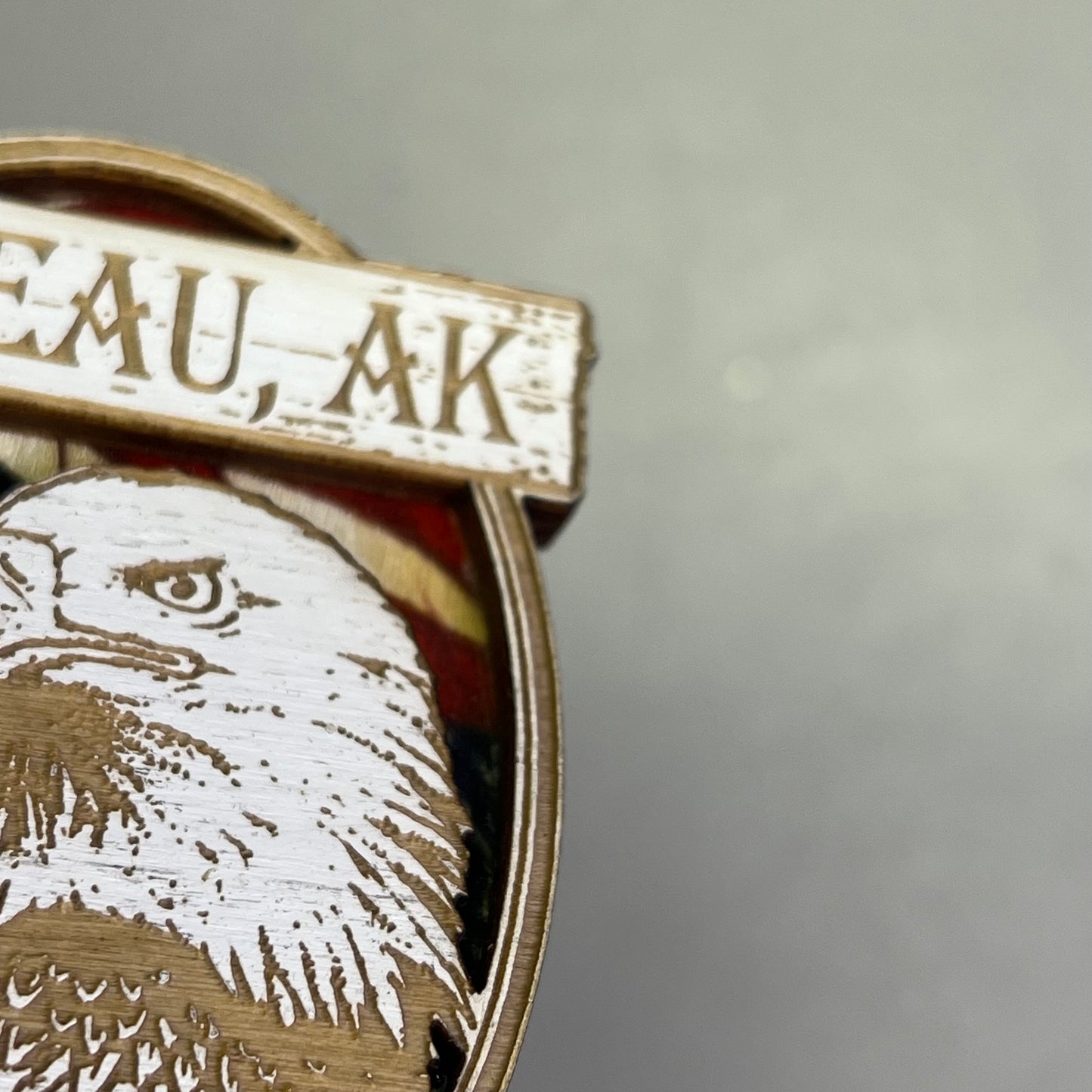 (2 PACK) American Eagle w/ Flag Lasered Wood Magnet Souvenir From JUNEAU, AK