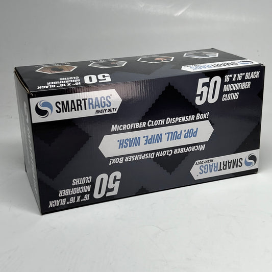 SMARTRAGS (50 PACK) Heavy-Duty Microfiber Cloths Sz 16" x 16" - Black M930BK
