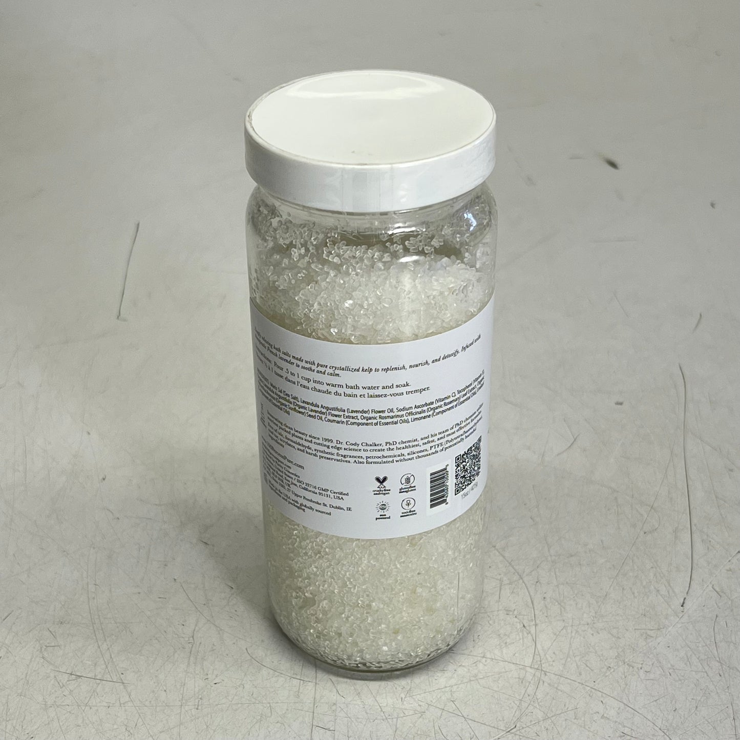 100% PURE Lavender Sea Therapy Bath In Glass Jar Natural & Vegan 15 Oz White