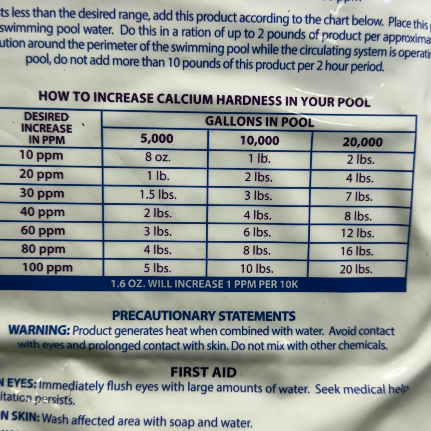 ZA@ ROBELLE (16 lb bag) Calcium Hardness Increaser Pool Water Balancer (Raises Hardness Levels) C