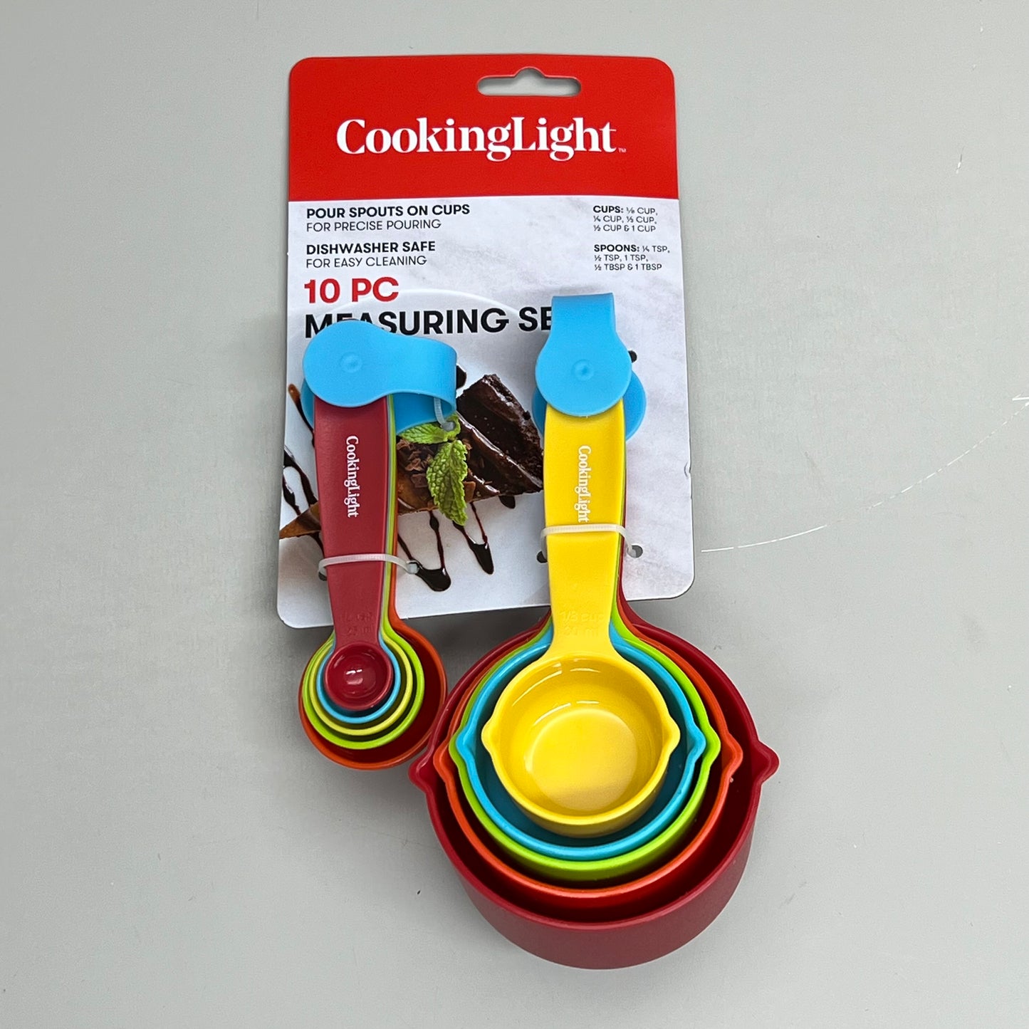 EPOCA Cooking Light 10 Peice Plastic Measuring Cups & Spoons Rainbow CLX01-K022