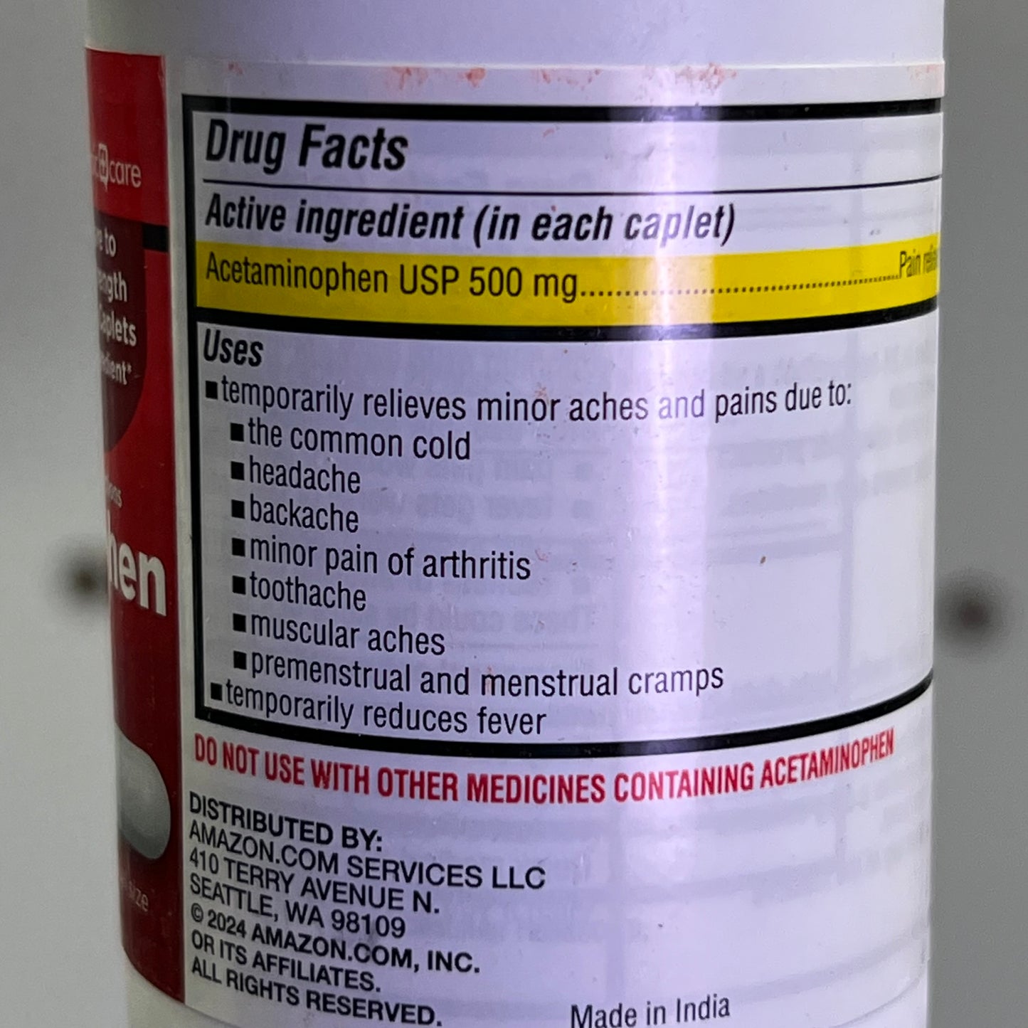 AMAZON (400 Caplets Total) Acetaminophen 500mg White ACD124046A BB 11/26