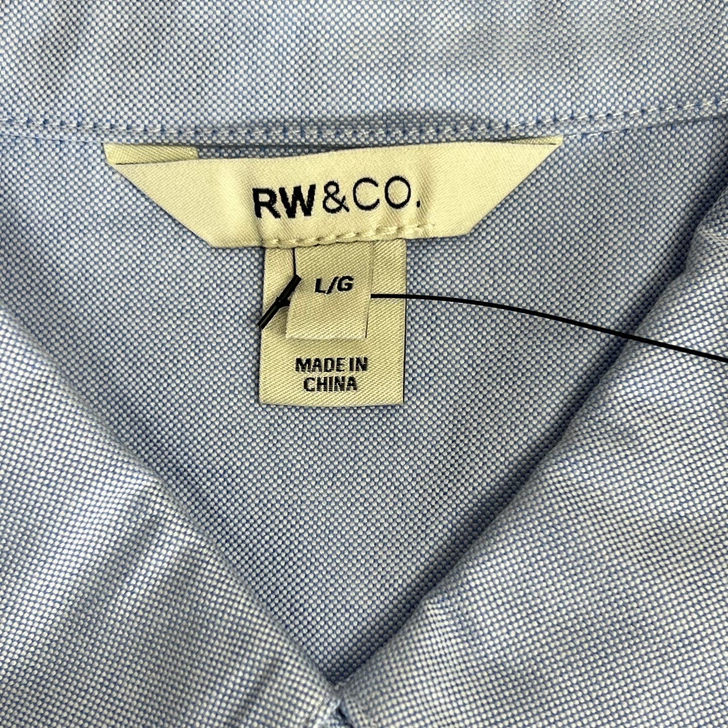 RW & CO Long Sleeve Oxford Button Up Shirt  Women's Sz L Brunnera Blue 492971