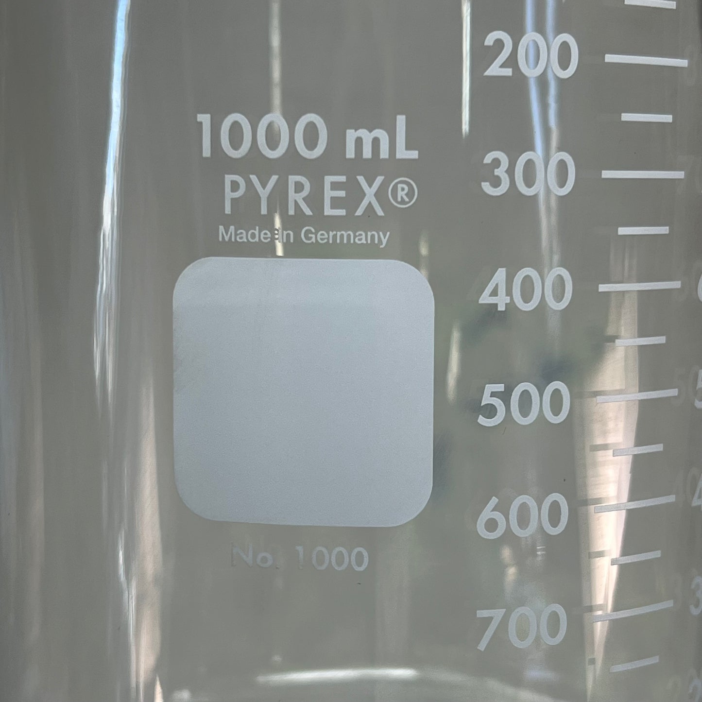 ZA@ PYREX Griffin Beaker Low Form Extra Large Marking Sport 1000 mL Clear