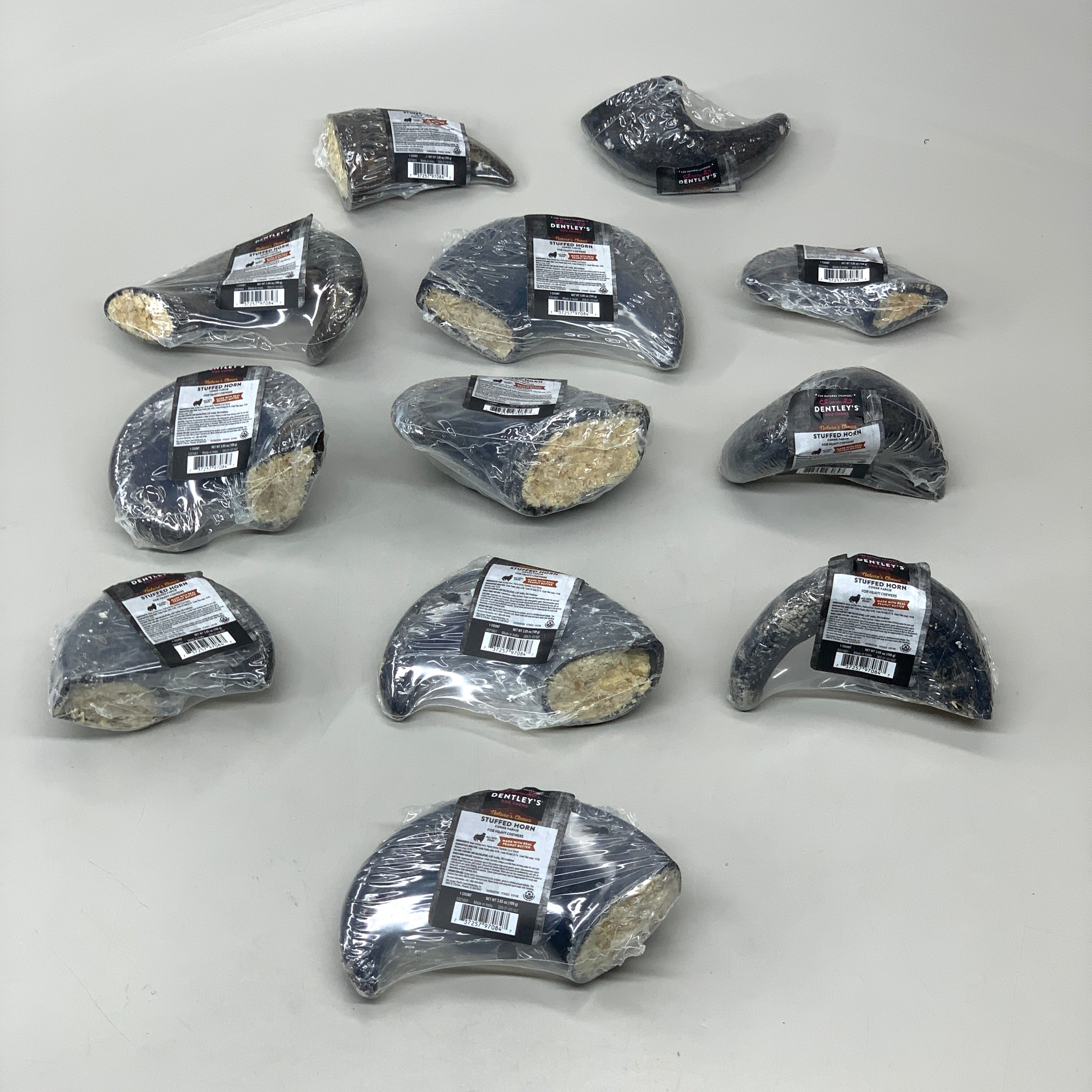 DENTLEY S 12 PK Filled Buffalo Horn Dog Treat Peanut Butter 5321651 PayWut