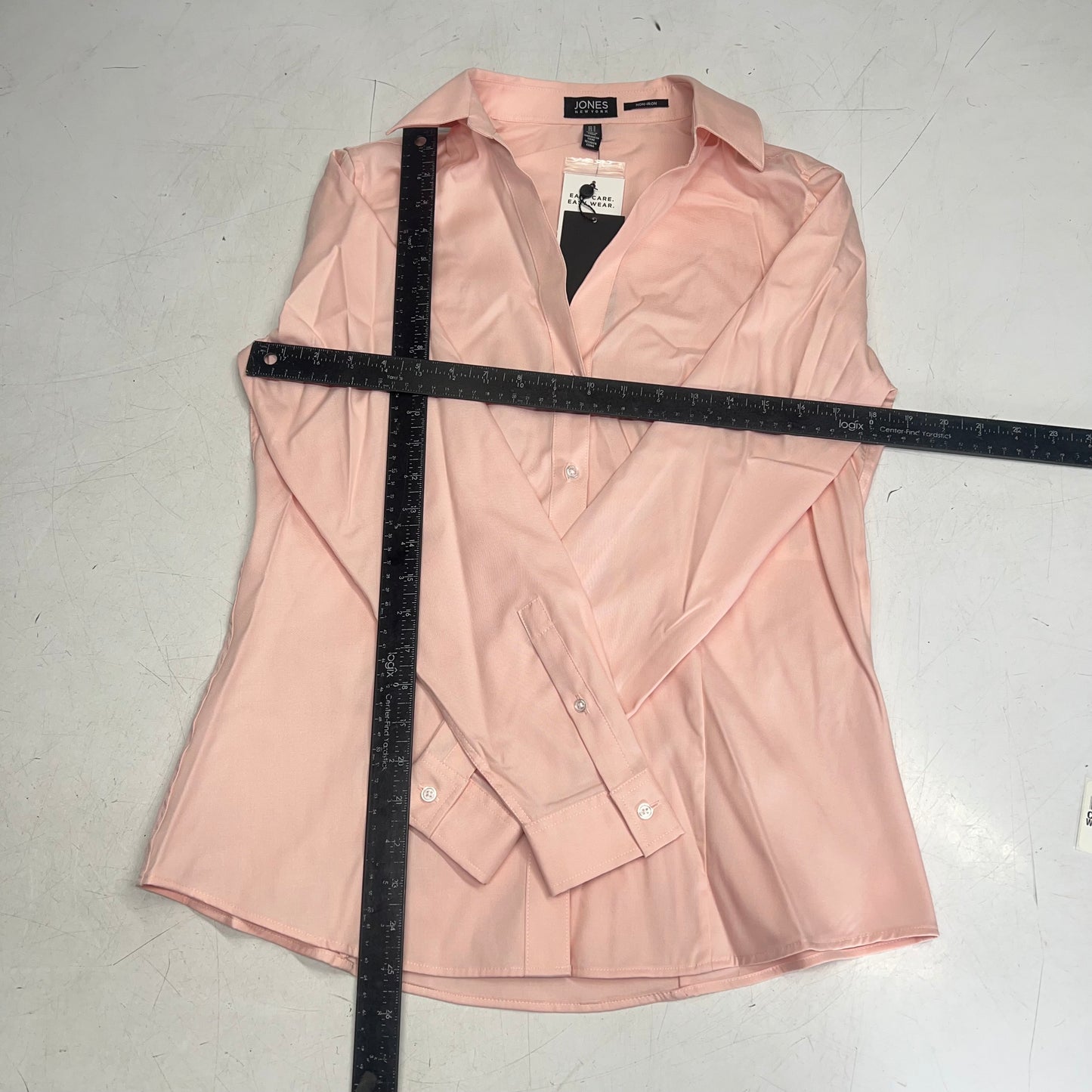 JONES New York Easy Care Professional Button Up Collared Shirt Women's Sz S Rose