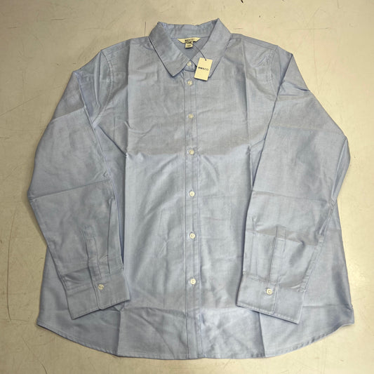 RW & CO Long Sleeve Oxford Button Up Shirt  Women's Sz L Brunnera Blue 492971