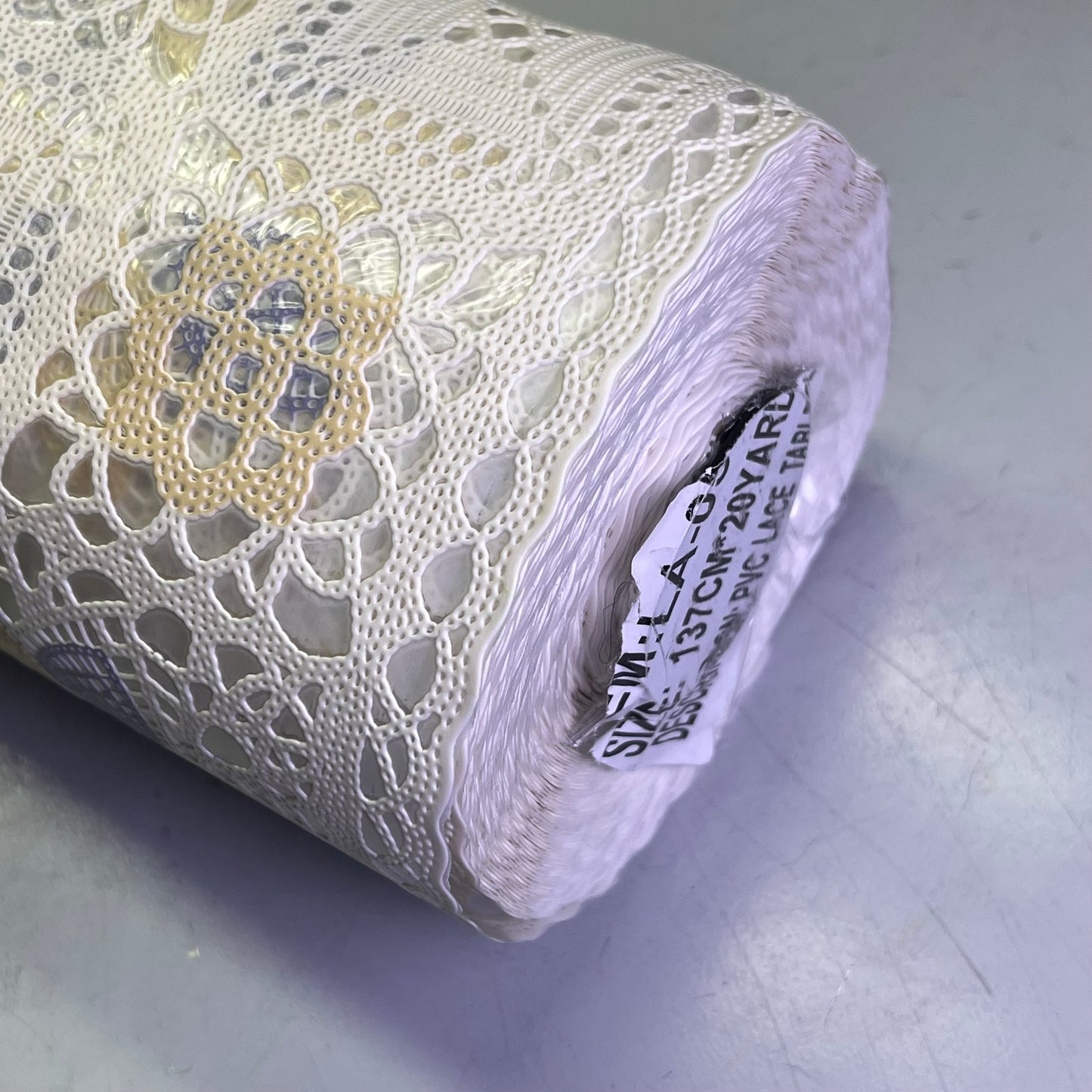 Faux Lace/Crochet Quilt Floral Pattern 54"x60' White/Purple/Yellow