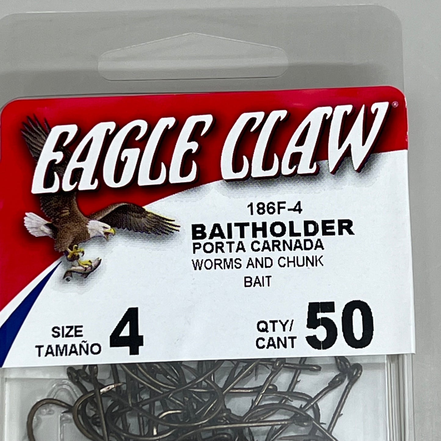 EAGLE CLAW Ultra Sharp Bait Holder for Worms & Chunk Bait Bronze #4 50pc 186F-4