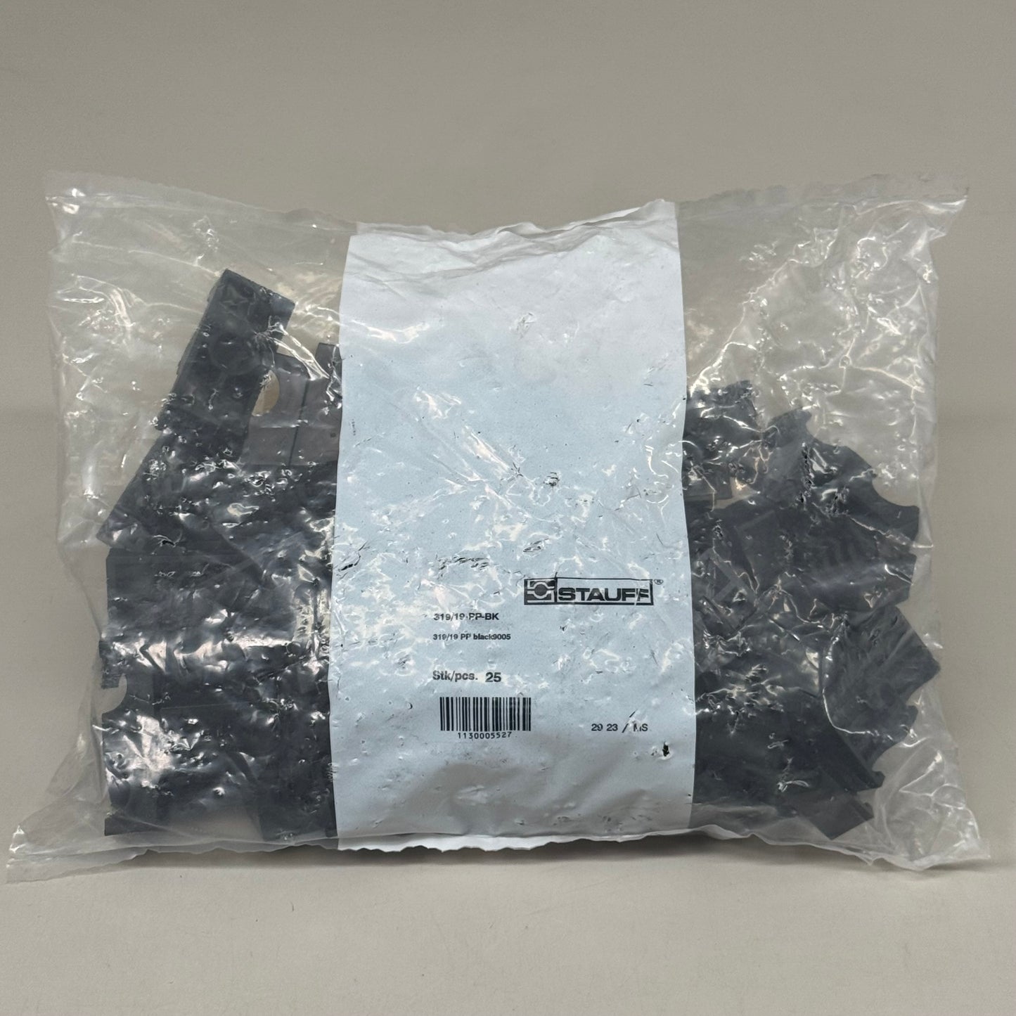 STAUFF (25 PACK) Clamp Body Sz 3D O19mm Twin Series Polypropylene 319/19-PP-BK