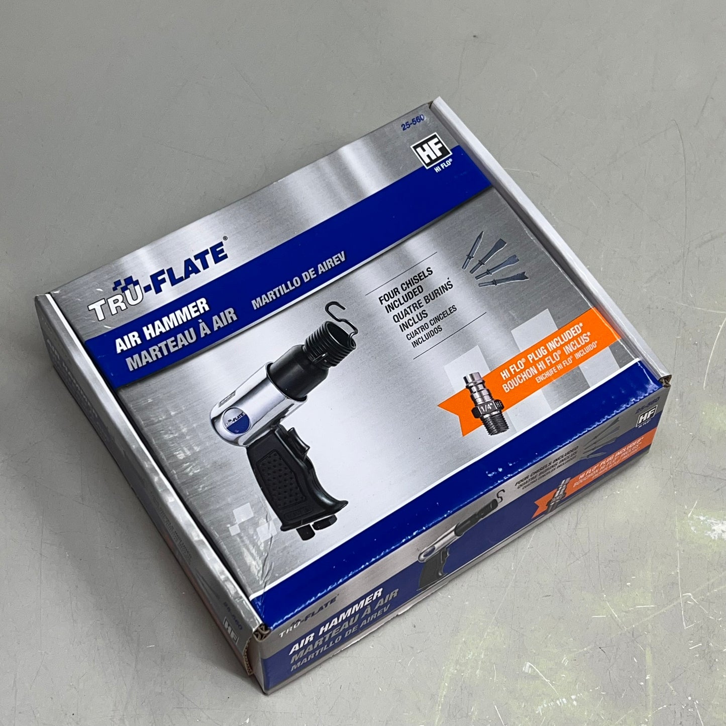 TRU-FLATE Air Chisel Hammer Hi FLO W/ 4 Chisels 4500 BPM 90 Psi 1/4" 25-560