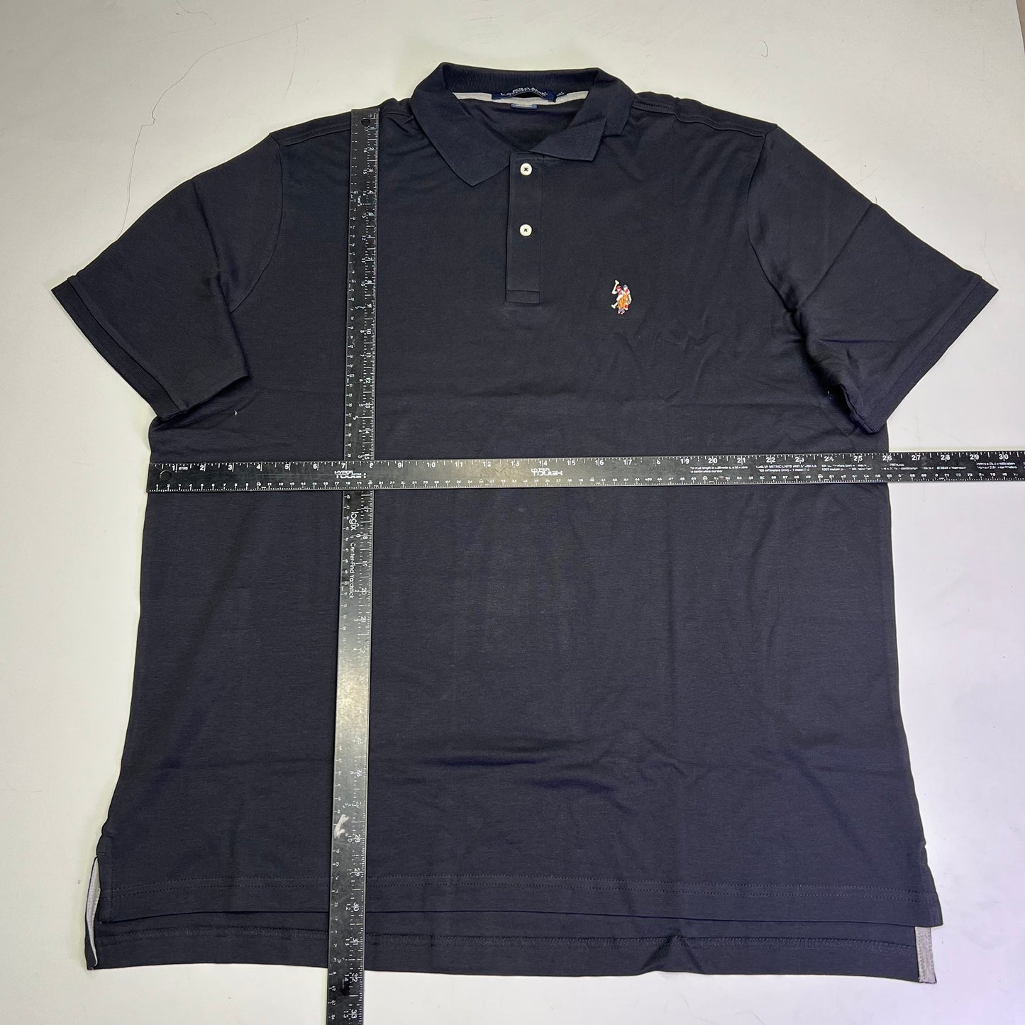 U.S. POLO Interlock Polo Shirt W/ Embroidered Logo Men's Sz 2XL Black 23000123
