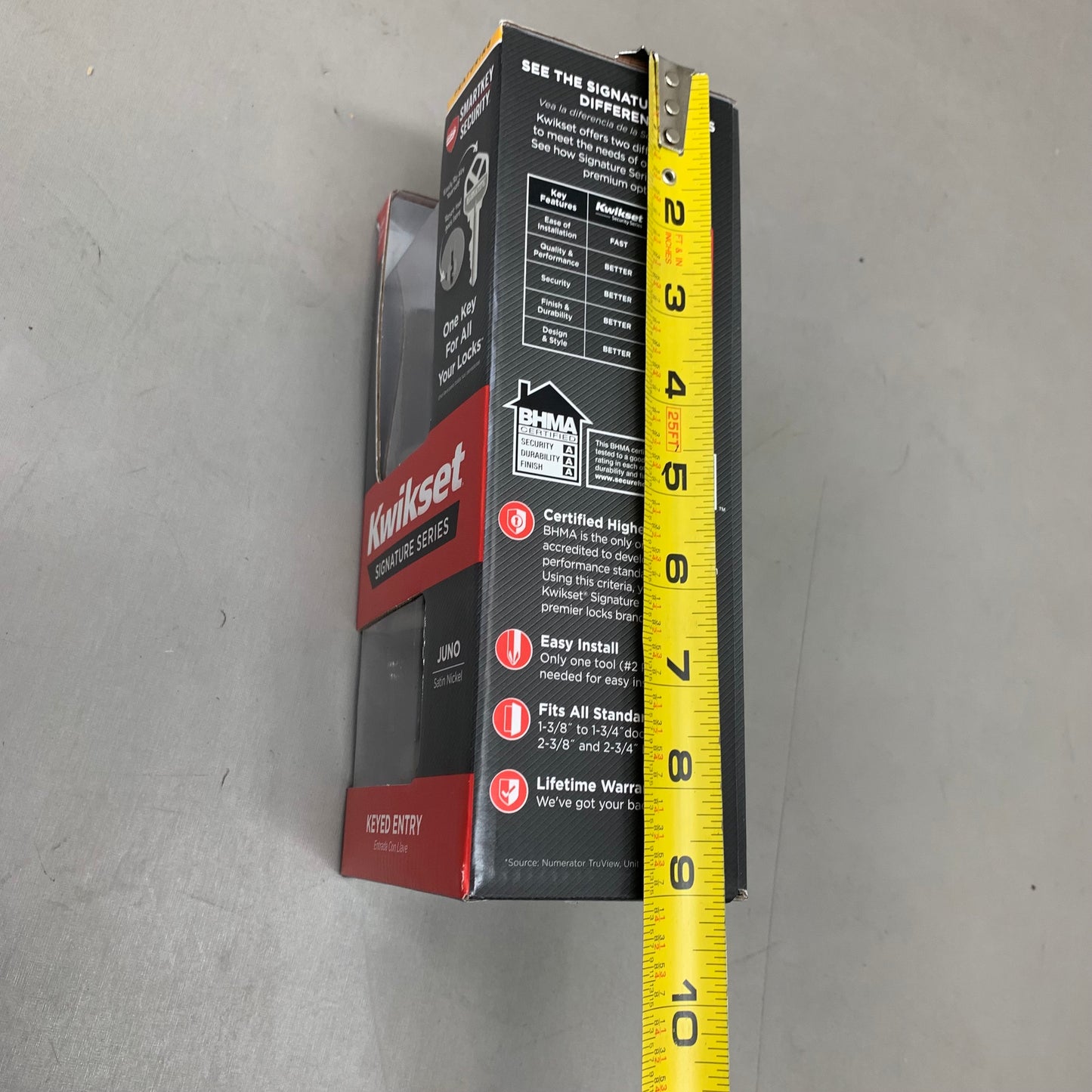 KWIKSET Smartkey Juno Entry Knob ‎12"L x 4.6"W Satin Nickel 97402-736