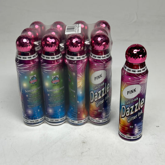 DAB O INK (12 PACK) Dazzle Shimmery Glitter Ink Bingo Dot Marker 80 Ml Pink A26