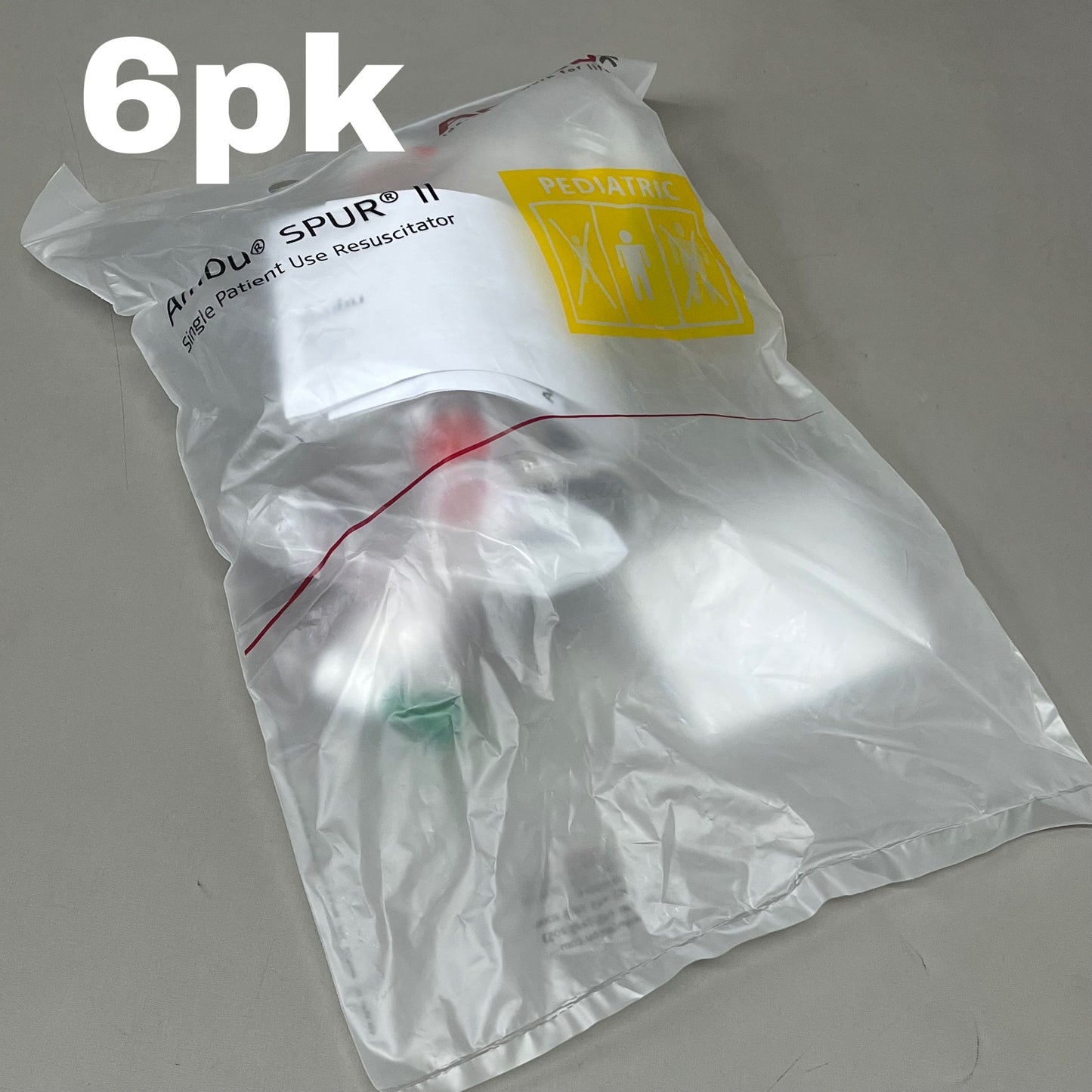 AMBU Spur II (6 PACK) Pediatric Resuscitator Disposable Pediatric 450 mL Bag Oral Mask