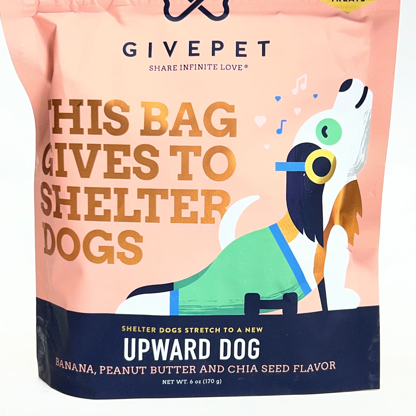 GIVEPET Upward Dog Banana, Peanut Butter & Chia Seeds Grain-free Soft & Chewy Dog Treats 6 oz Brown