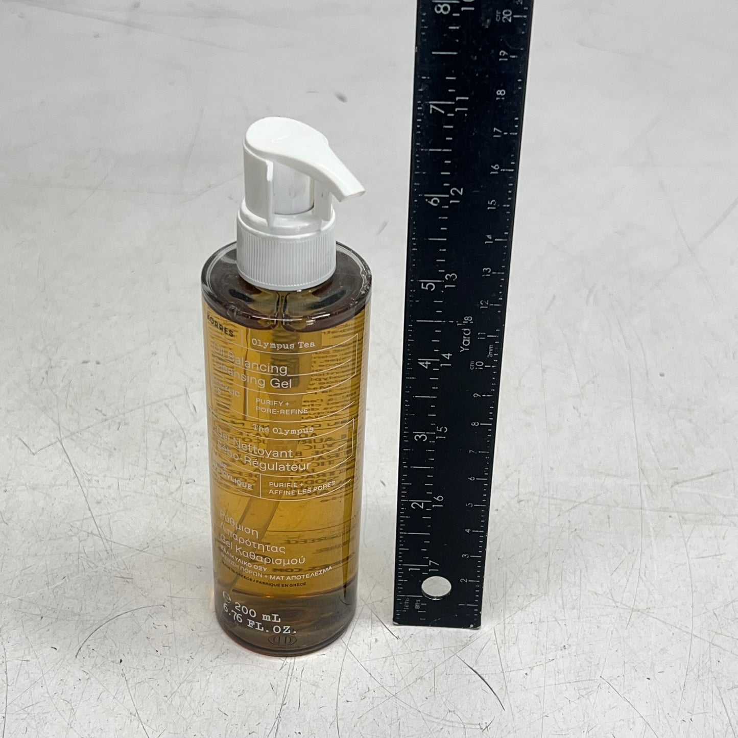 KORRES Olympus Tea Oil Skin Balancing Facial Cleansing Gel 6.76 Fl Oz Yellow
