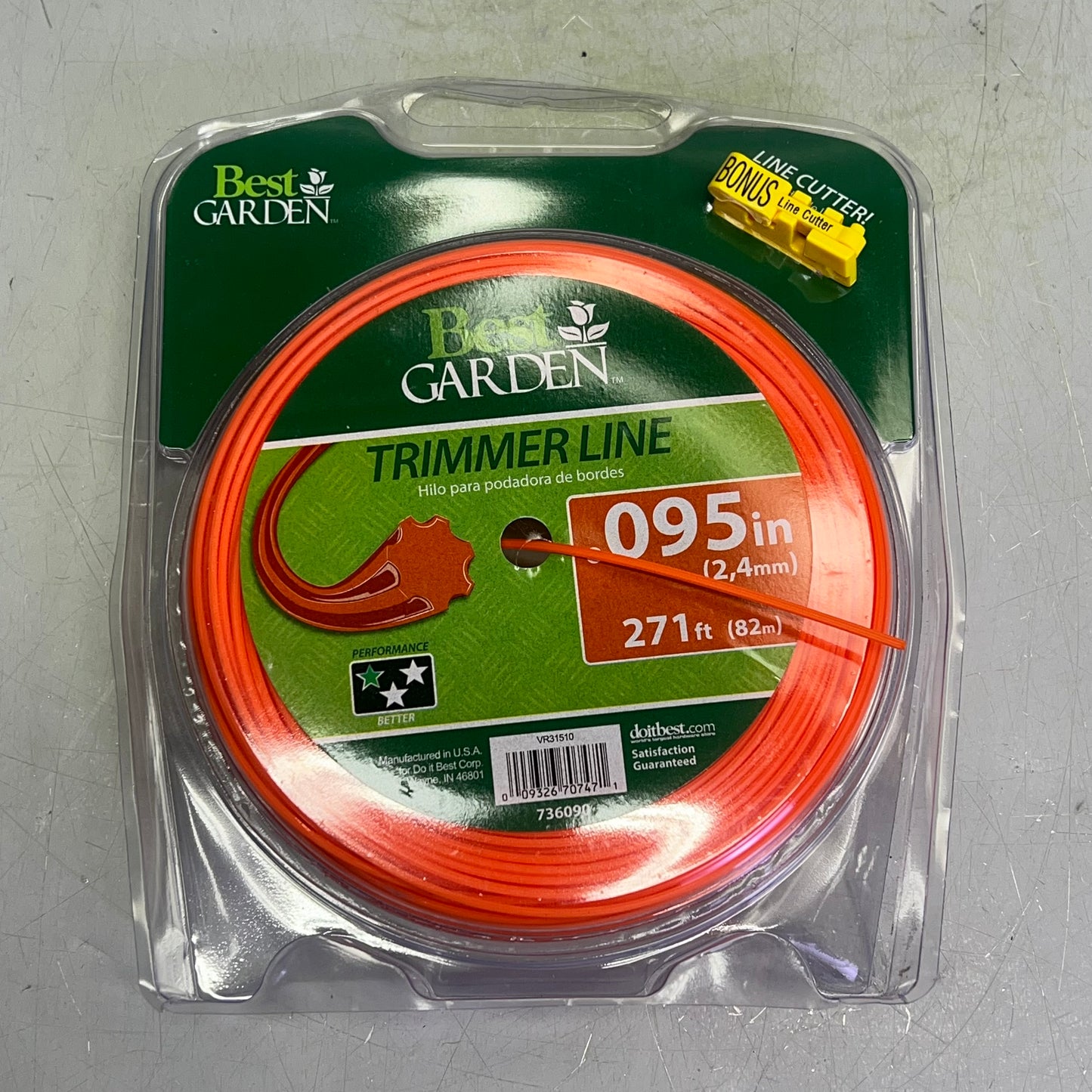 BEST GARDEN (2 PACK) Trim Line 7-Point Star Shape 271' Orange VR31510 736090