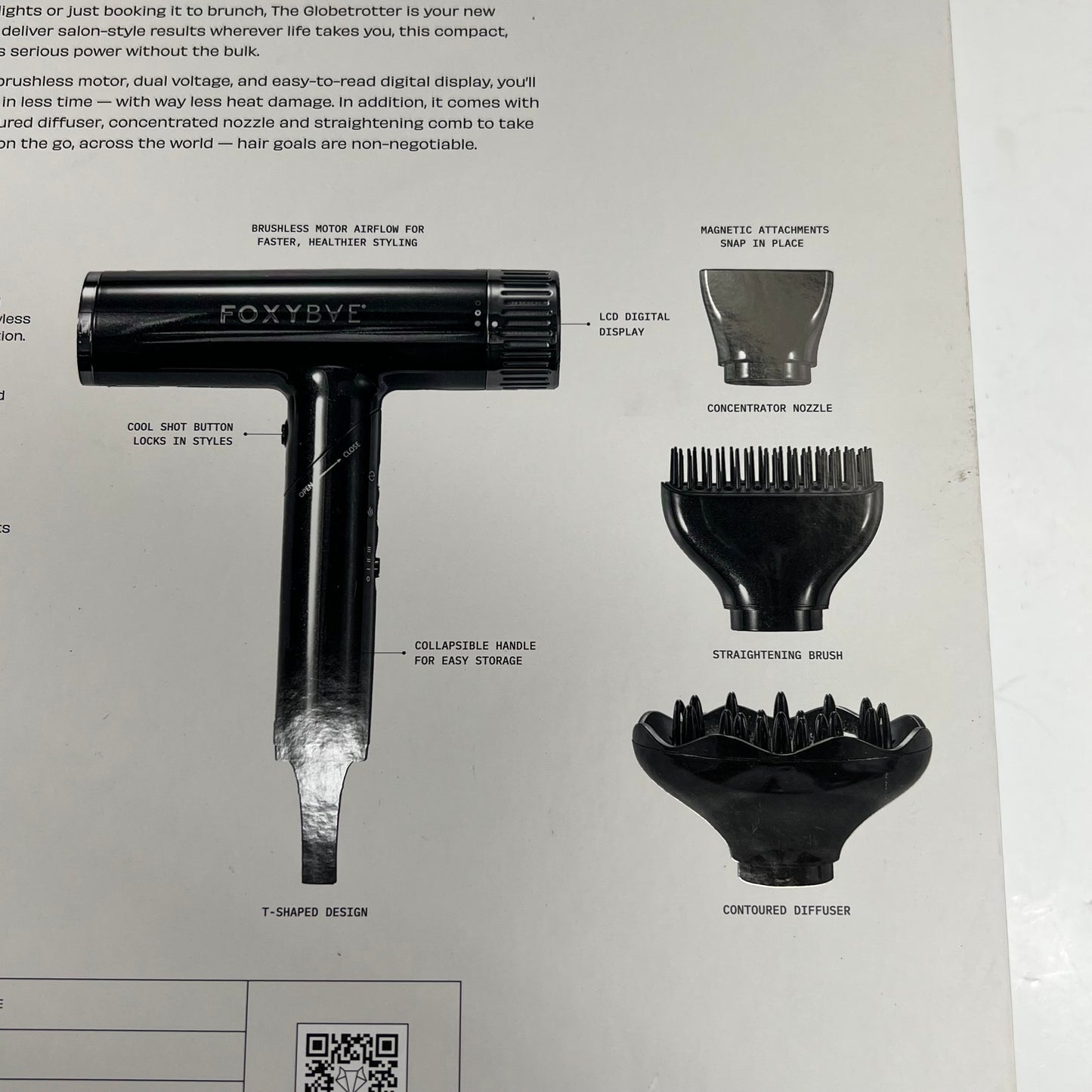 FOXY BAE Globe Trotter High Speed Ionic Hair Dryer 1200W Gunmetal 5008829