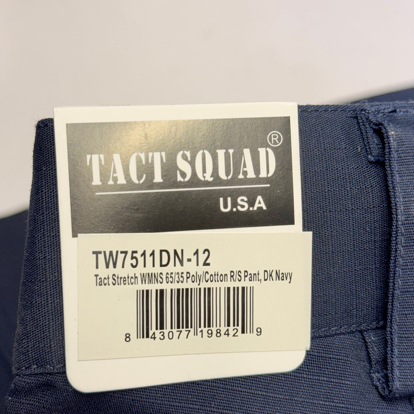 TACT SQUAD Tact Stretch Mini Ripstop Trouser Poly/Cotton Men's Sz 12 Dk Navy T7511