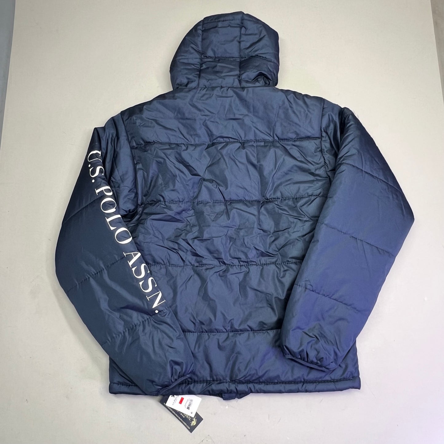 U.S. POLO ASSN. USPA Quilted Puffer Jacket Men's Sz S Navy/White 109689-P200A