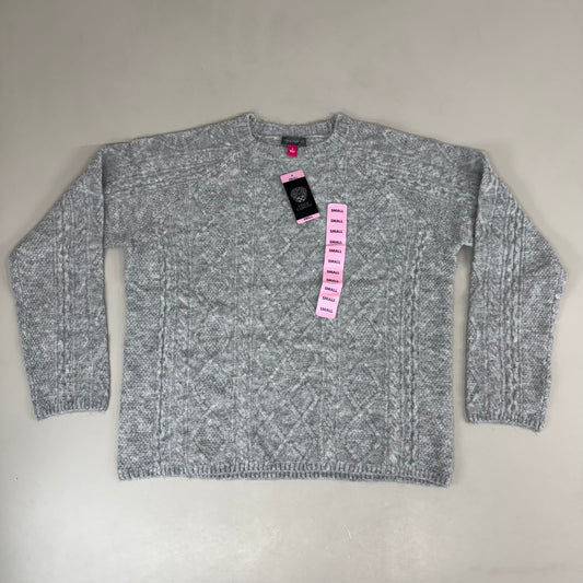VINCE CAMUTO Cable Knit Sweater Women's Sz-S Light Heather Grey SC2895