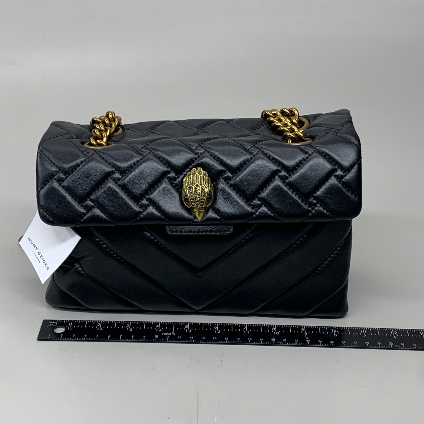 KURT GEIGER Kensington Leather X Bag 10.5" x 7" Black 1470400109 New
