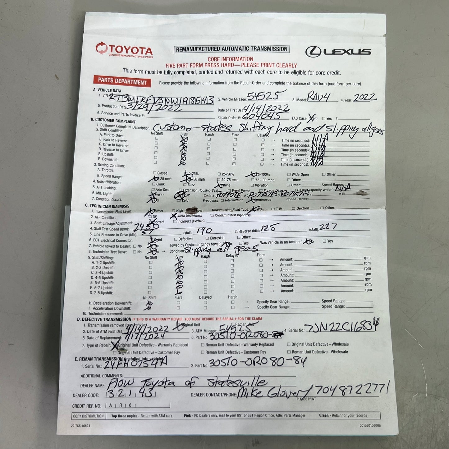 TOYOTA Automatic Transmission Sz 19" L x 15" W x 14" H 30510-0R080-84