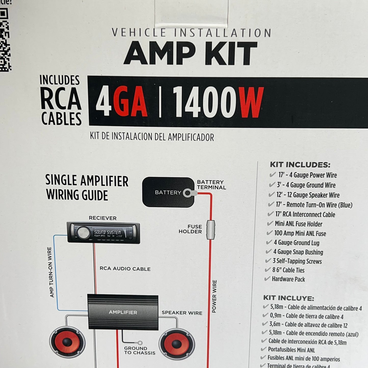 METRA Wire Installation Kit Rca Patch Cables 1400W Amplifier 4AWG BY-AK4P