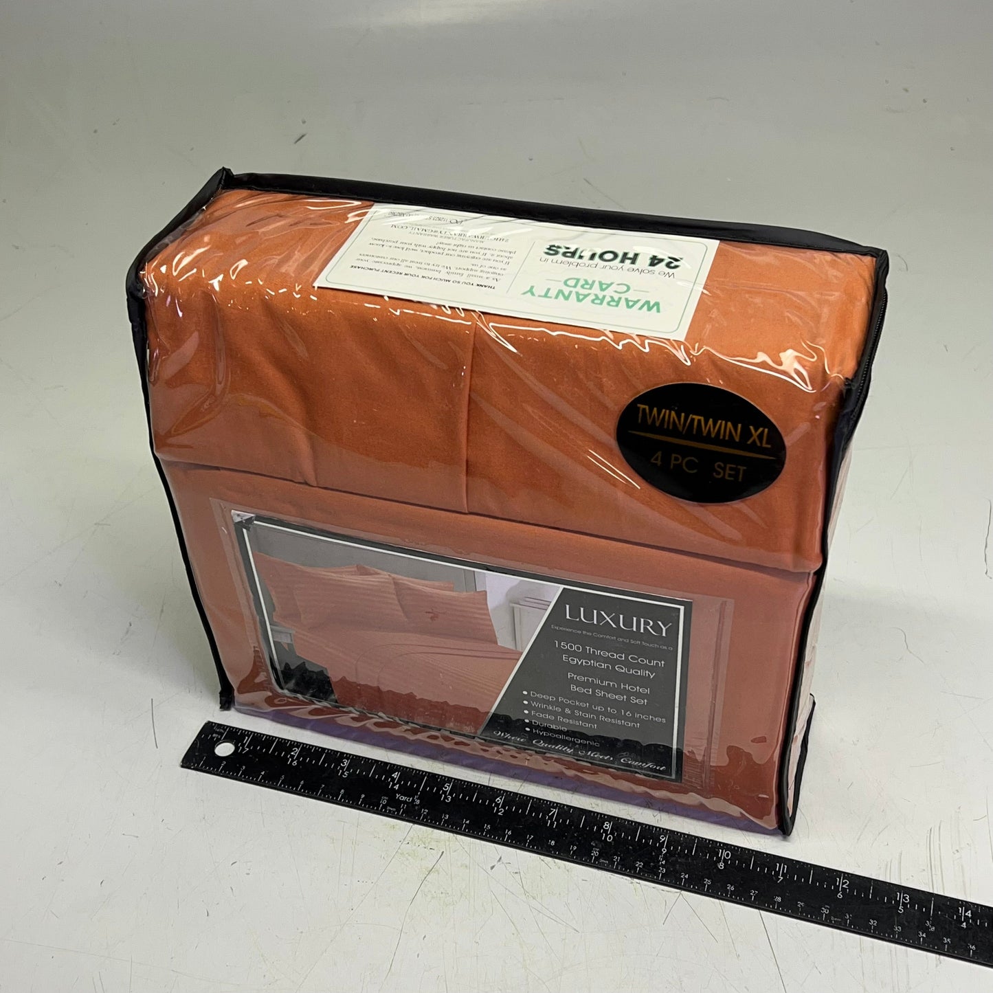 ZA@ ELEGANT COMFORT (6 PIECE SET) Luxury Soft Bed Sheets Set Dobby Stripe Design Twin/Twin XL Copper C