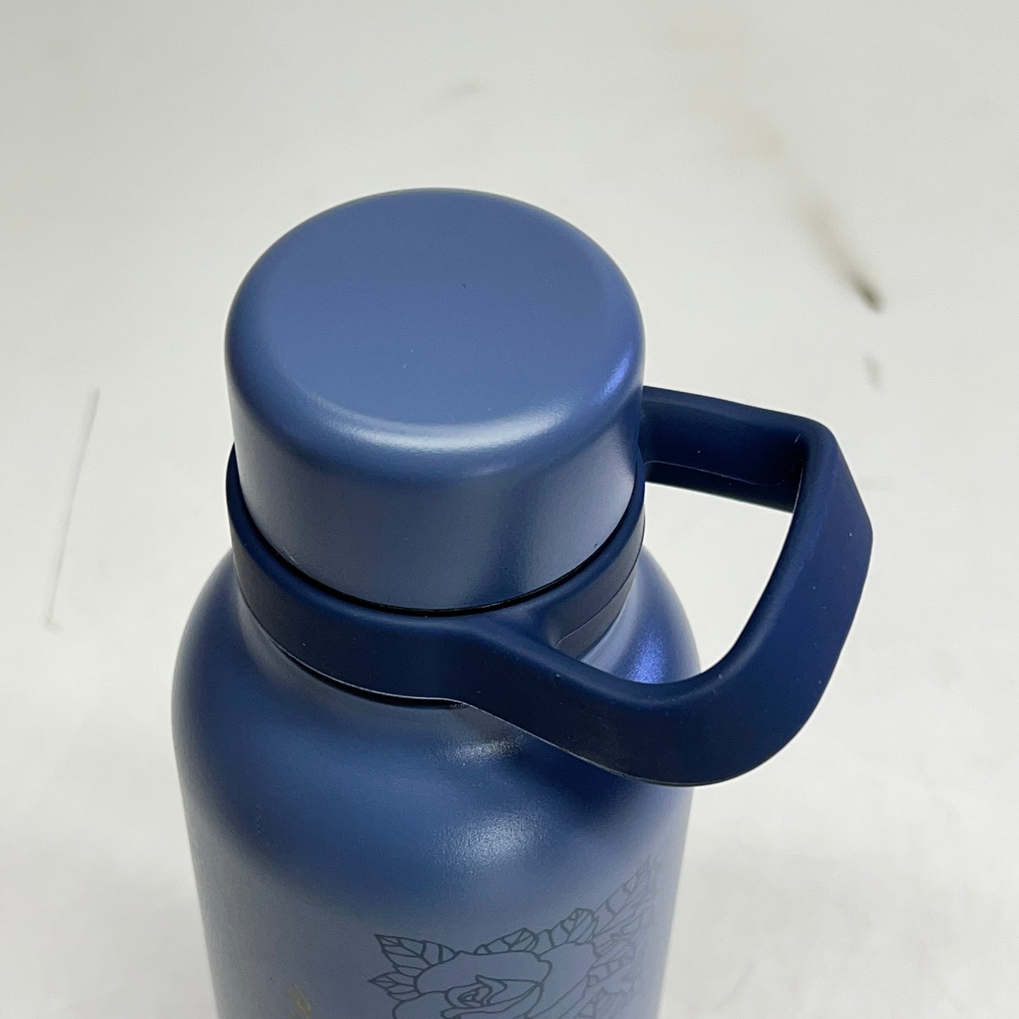 CHRISTIAN ART GIFTS Saved By Grace Floral Stainless Steel Water Bottle 24oz Bl|ue