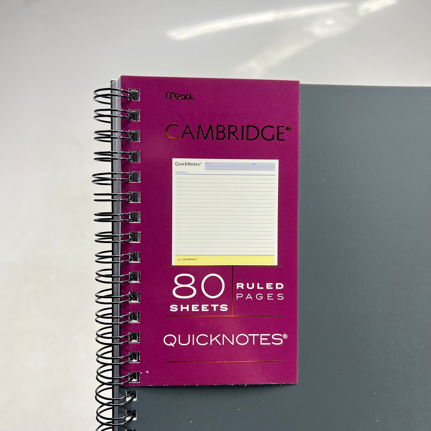 ZA@ MEAD (2 PACK, 80 SHEETS EACH) Wirebound Guided Quick Notes  11 x 8.5  Grey 06066