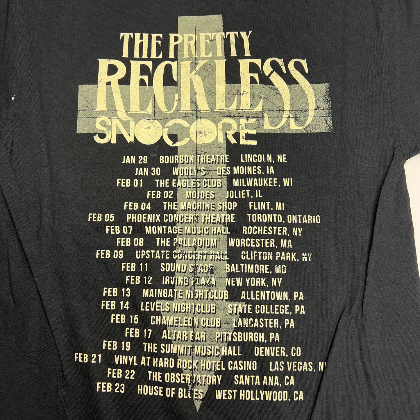 THE PRETTY RECKLESS SNOCORE Tour Graphic Tee Shirt Short Sleeve Unisex Sz M