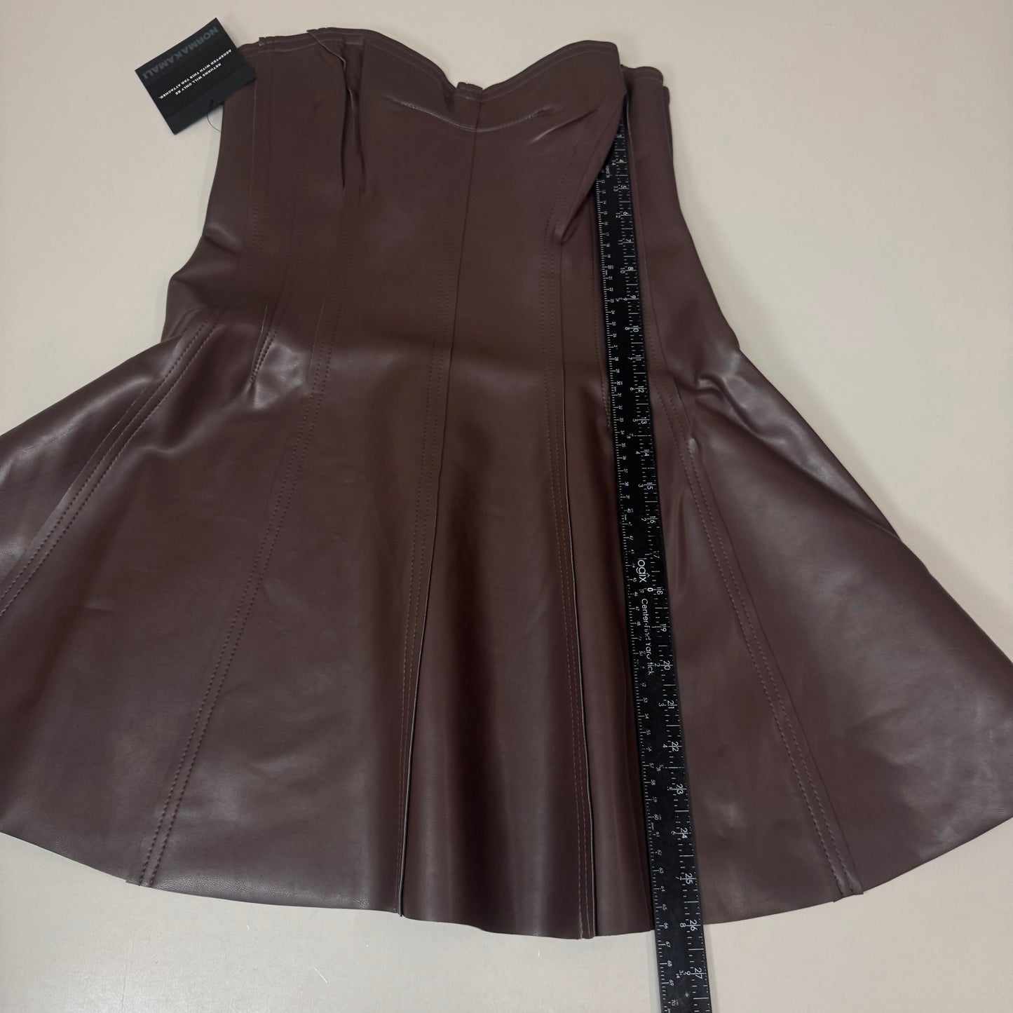 NORMA KAMALI Strapless Grace Mini Dress Unlined Women's Sz L/40 Chocolate