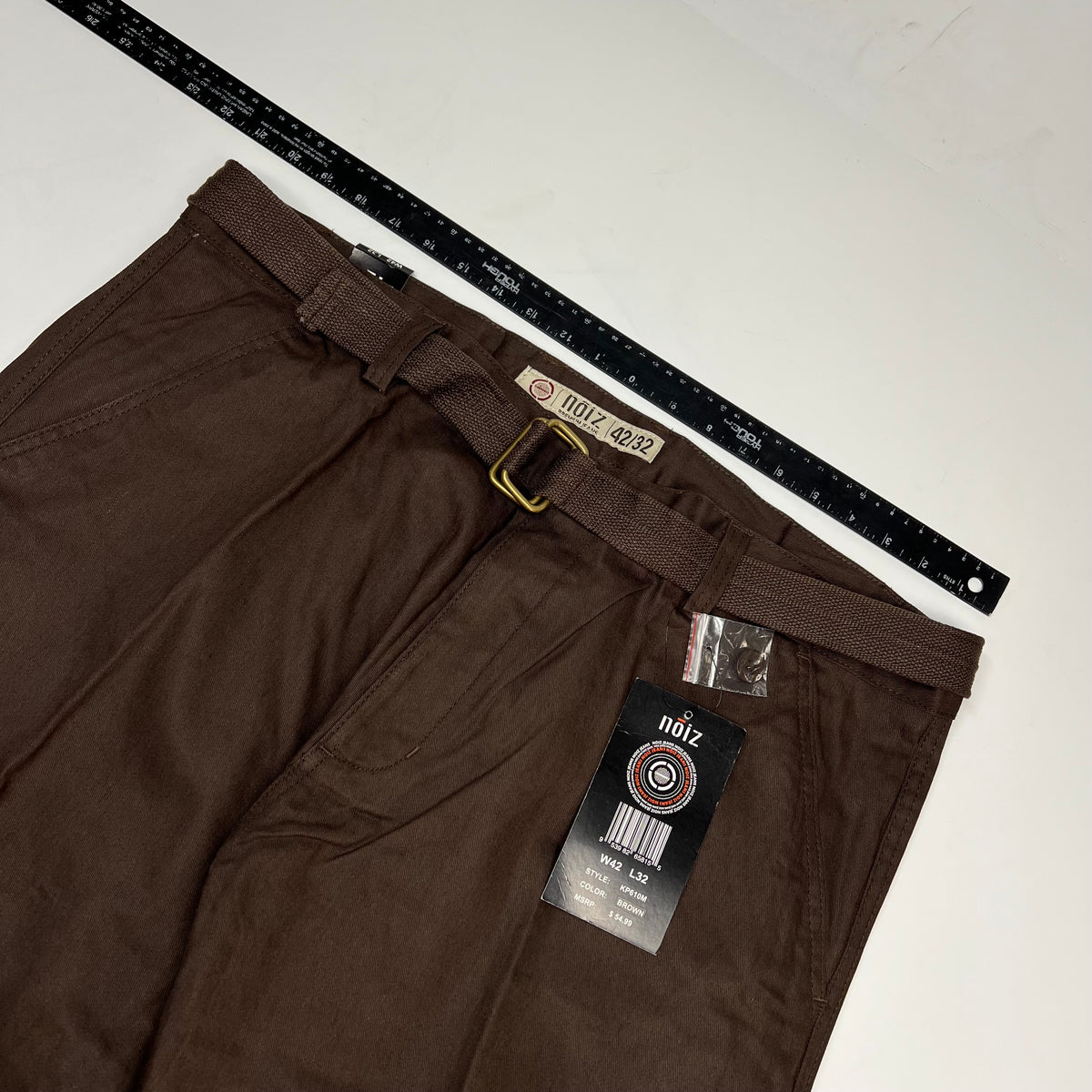 NOIZ Premium Jeans Cargo Pants W/ Belt Men's Sz 42/32 Brown KP610M