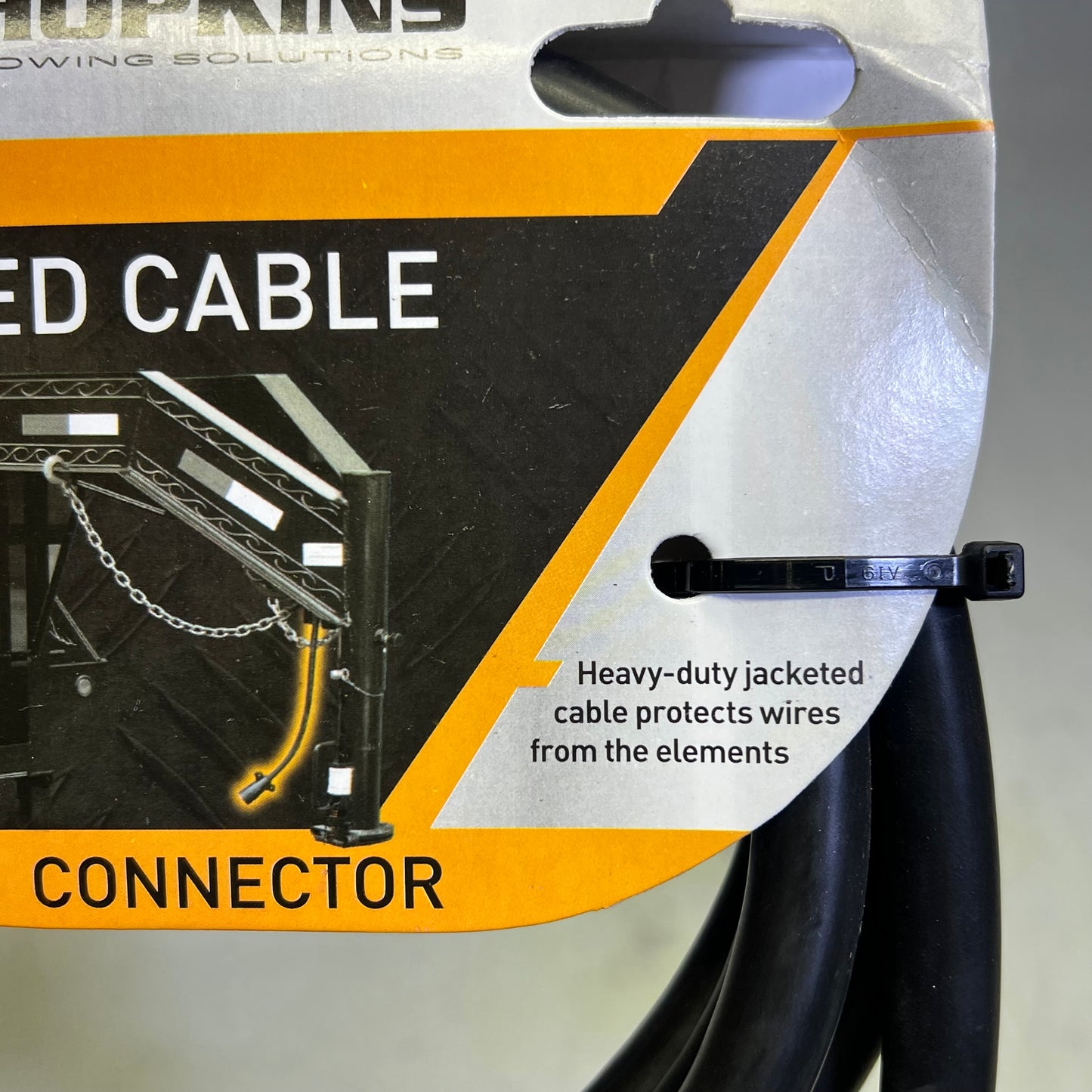 HOPKINS Towing Solutions 6 Round Connector w/ Jacketed Cable 8' Black 20136