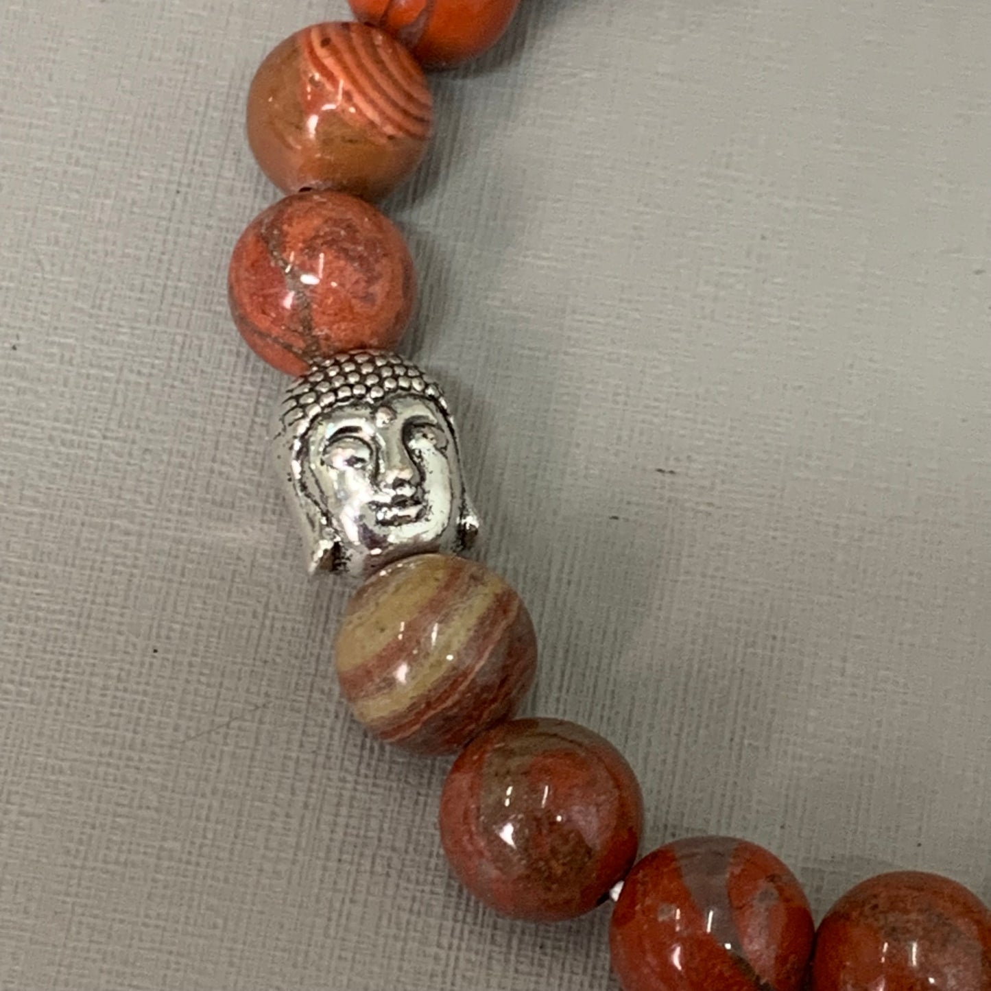 BEST WHOLESALE 12-PACK! Buddha Head Beaded Calm Jasper Crystal Bracelets 3"