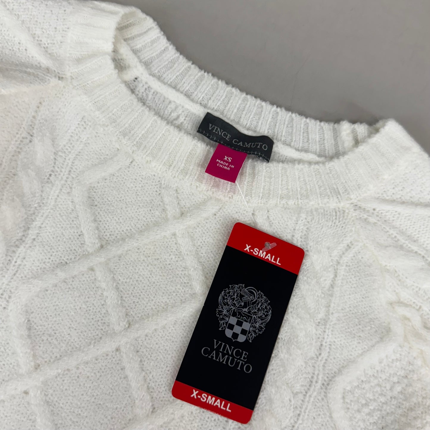 VINCE CAMUTO Cable Knit Sweater Women's Sz-XS Antique White SC2895